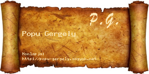 Popu Gergely névjegykártya